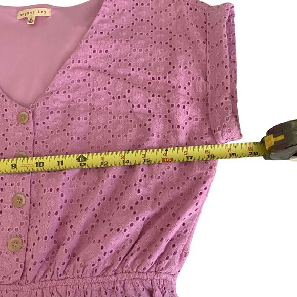 NWT Eyelet Lavender Short Sleeve Summer Mini Dress  Feminine Style Size S - Picture 8 of 11